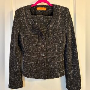 Cynthia Steffe Black Tweed Blazer & Pencil Skirt set